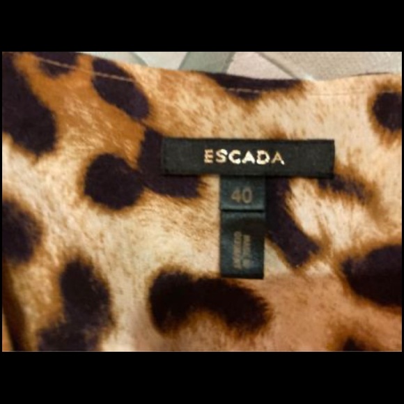 Escada Leopard print Ruffled Silk Midi  v neckline dress eu 40 - Picture 7 of 7